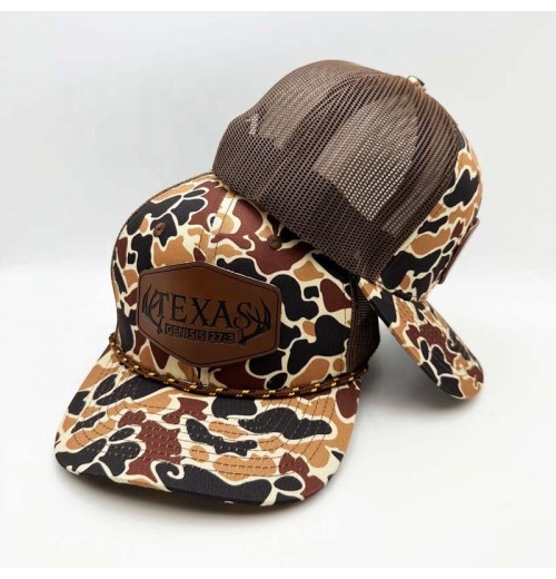 Custom Logo Animal Hunting Leather Patch Mesh Snapback Richardson 112 Trucker Hats Caps Duck Camo Trucker Hats