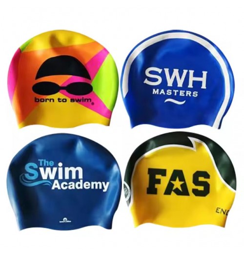 OEM Custom Logo Printed Suitable Seamless Hat Silicone Swim Cap